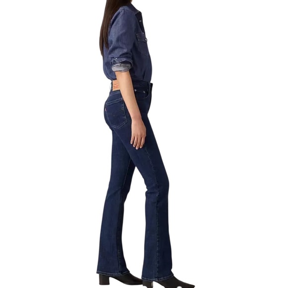 Levi's 725 HIGH RISE BOOTCUT Blue Denim Flare Wide Leg Jeans Pants 32 - Picture 1 of 13